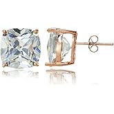 Sterling Silver Cubic Zirconia 10mm Cushion Cut Stud Earrings