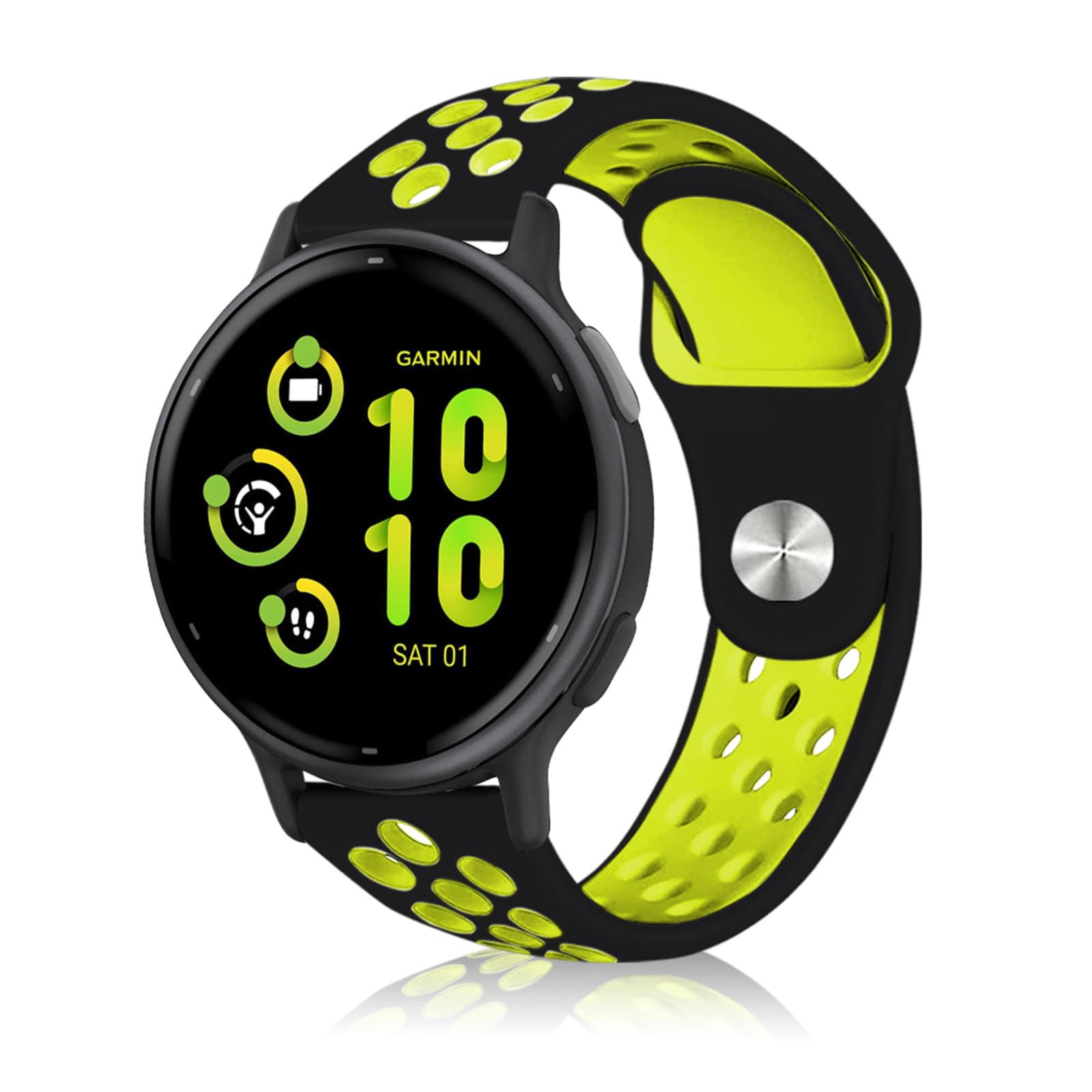 PaceBid 20mm Strap Compatible with Garmin Vivoactive 5 /vívomove Trend/Venu Sq 2/Venu Sq 2 music/Venu 2 Plus，Silicone Sport Soft Women Men Replacement Band for Garmin Forerunner 245/645 Black/Yellow