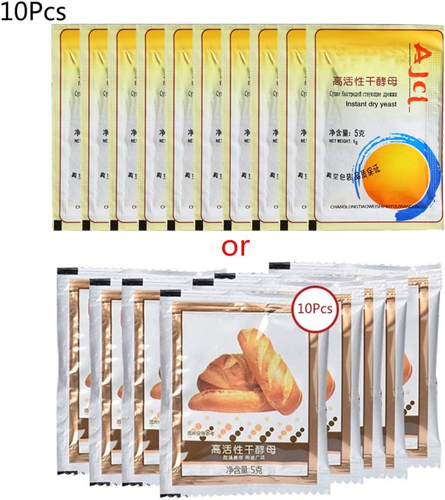 Jpwpowe 10 Bags Bread Yeast Active Dry, Active Yeast Powder Bread Yeast Rapid Rise Dry Yeast for Baking Bread Soft Delicious