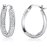 Barzel 18K Gold Plated Inside Out Crystal Hoop Earrings for Women