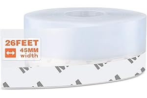 MIKOSI 26 Feet Silicone Seal Strip,Door Weather Stripping, Sealing Tape for Door Draft Stopper Adhesive Tape for Doors Windows and Shower Glass Gaps (Transparent, 45MM)