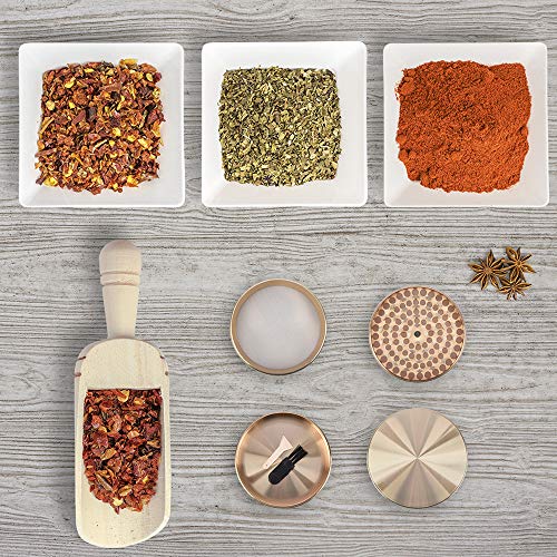 Herb Spice Grinder, Large Herb Grinder 3 Inch 4 Chambers Gold Flat