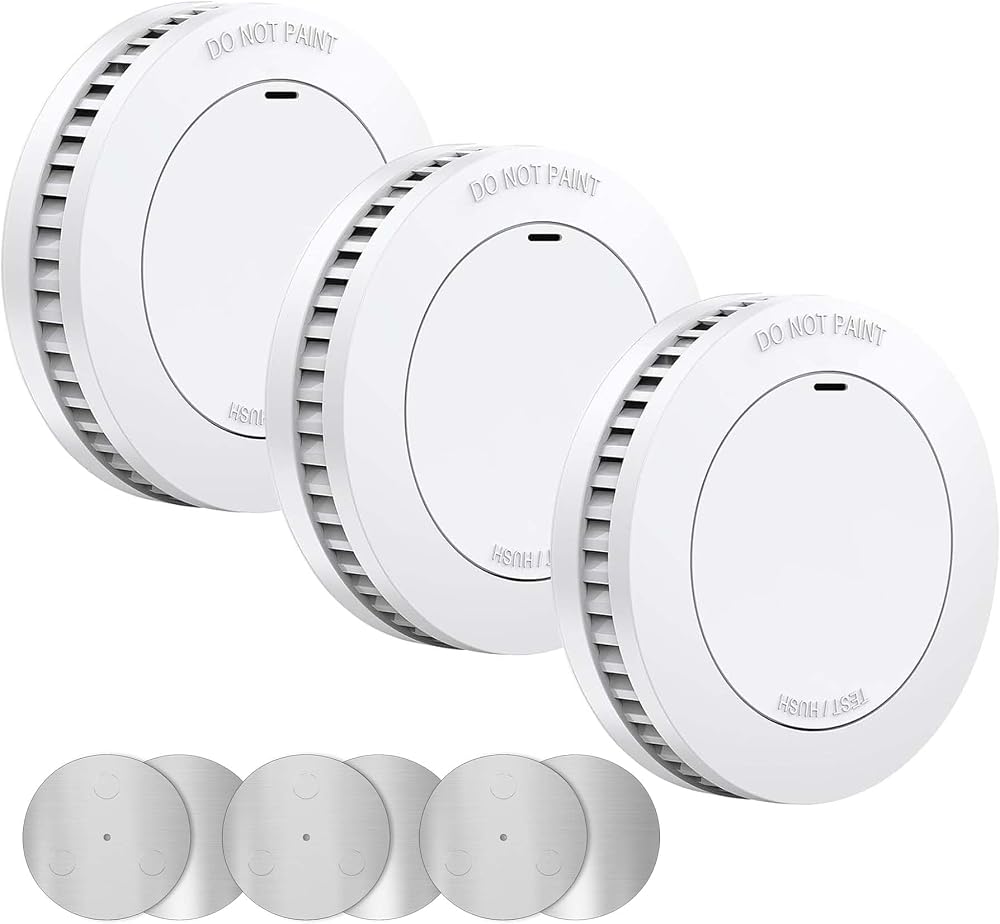 XINDUM Smoke Alarm 10 Years Battery 3 Pack, 85dB, Test/Mute, Magnetic Holder