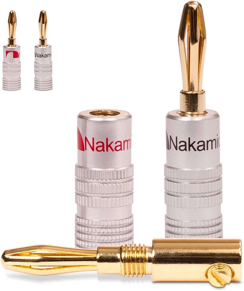 4x Banana Plug Gilded High End Nakamichi Banana Plugs 24 K For Cable Up To 6 mm²