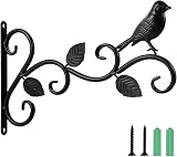 Lanjue Black Steel Hanging Basket Bracket with Screws Outdoor Wall Mount
