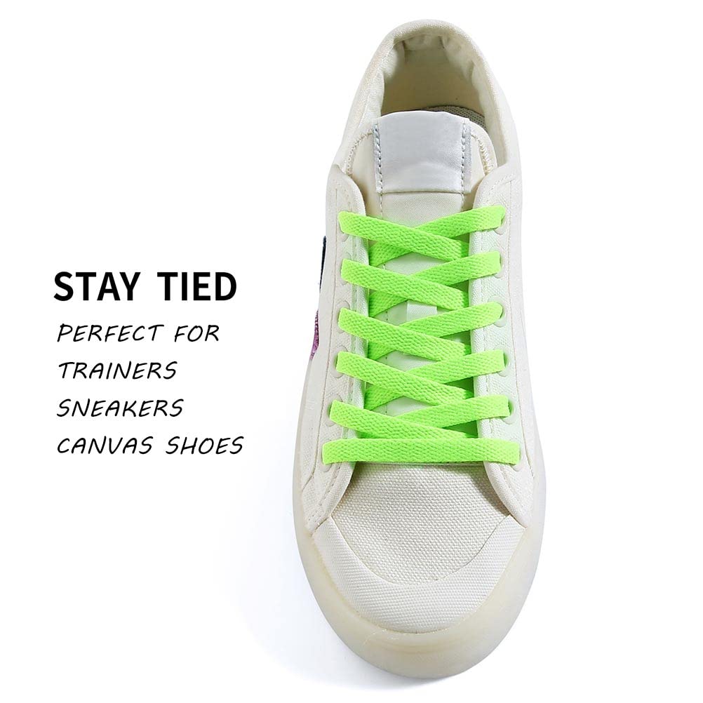 VSUDO 39" Flat Neon Green Shoe Laces For Sneakers, Neon Green Shoelace