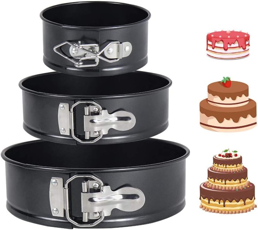 KSTORE Cake Tin Set Nonstick and Leakproof 3 Pieces (4"/7"/9") Cake Pan/Springform Cake Tin