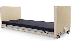 MEDACURE Super Low Full Electric Hospital Bed - Lowest Bed, Goes Down to Floor - with Premium Foam Mattress and Pivot Rails Included - Ultra Compact Fold - Home Care Use - Fully Adjustable, Remote