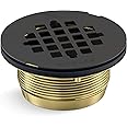 KOHLER K-22675-BL Round Brass Shower Receptor Drain, Black Finish