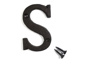 KiaoTime 3" Vintage Decorative Cast Iron Metal Alphabet Letters Wall Sign Hanging Address Name Sign Letter 'S'