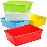 WUWEOT 5 Pack Large Storage Bins, 15" x 11.5" Plastic Stackable Classroom Organizer, Multipurpose Toy Basket for Classroom, N