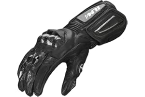 ILM Air Flow Leather Motorcycle Gloves for Men and Women Model-GRC01L (M, Black-Long)
