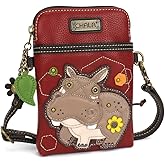 CHALA Wilderness Animal Collection Cell Phone Crossbody Purse-Women PU Leather/Canvas Multicolor Handbag w/Adjustable Strap