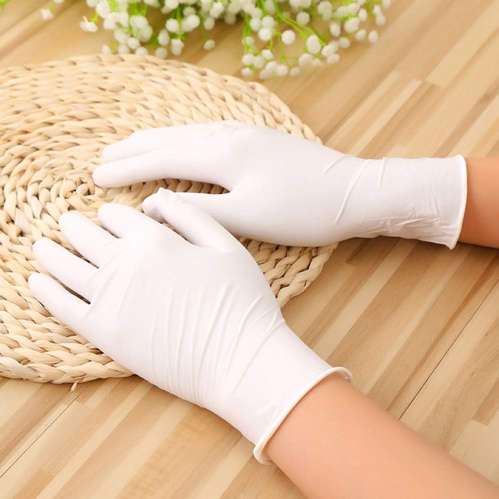 Disposable Latex Gloves 50 Pcs/Disposable Gloves Thick Powder-Free Rubber Latex Stretchy Gloves Sterile Food Safe Grade for Home Food Laboratory Use