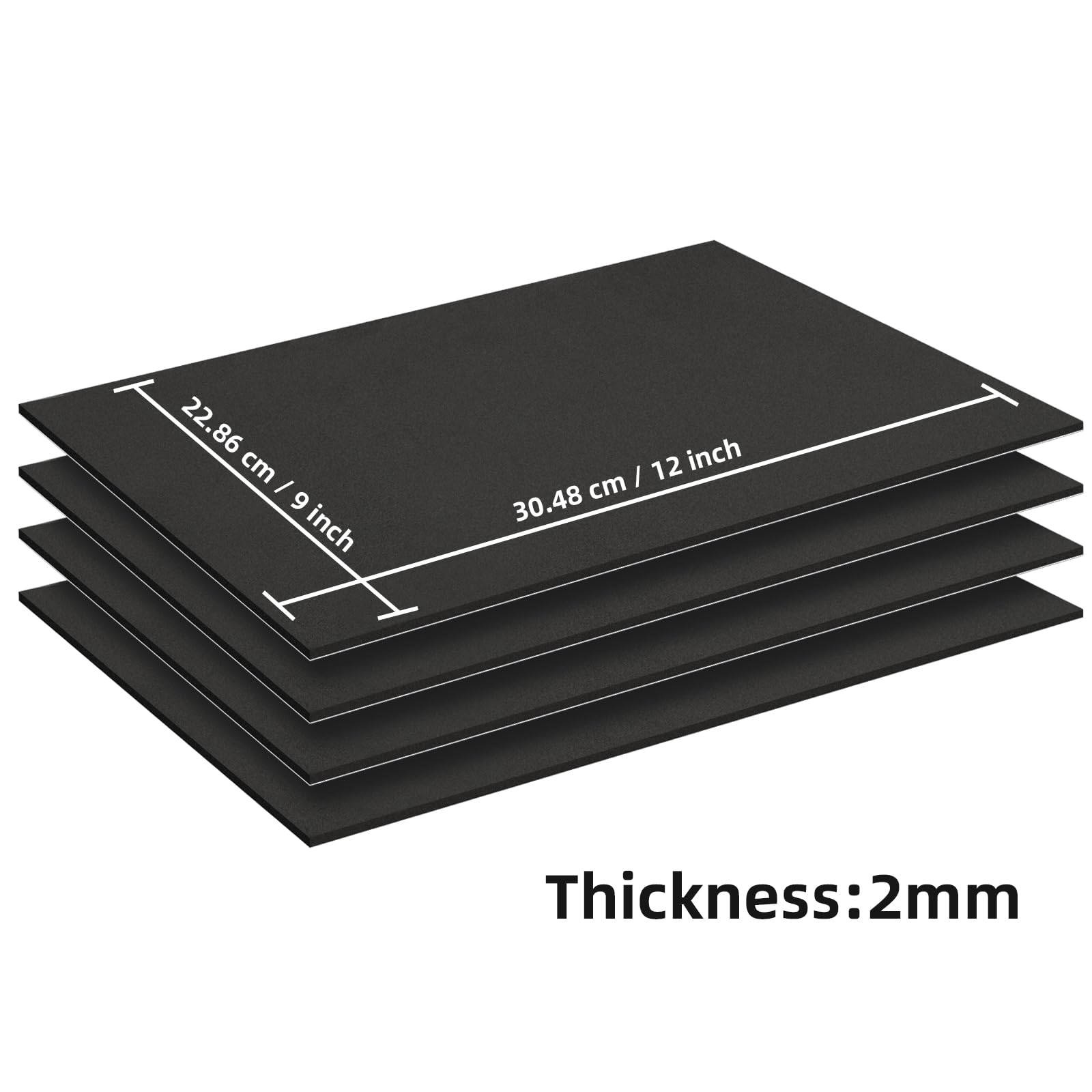 MEARCOOH Self Adhesive Foam Sheets, Black 9x12 Inch 2mm Sticky Eva Foam Paper for Crafts Cardmaking Photo Frames Classroom Scrapbooking Christmas Crafts (Black 10 Sheets)