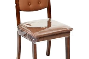 SIWUTIAO 2 Pack Plastic Chair Covers for Dining Room,W18*D17 Inches Clear PVC Kitchen Chair Seat Protectors (2, W18 * D17 * H6 inches)