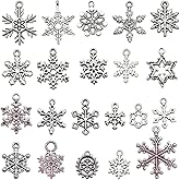 Kinteshun Assorted Christmas Snowflake Charms Xmas Pendant for Holiday DIY Jewelry Making Findings(40pcs)