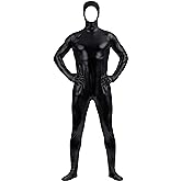 Aniler Men's and Women's Shiny Metallic Open Face Zipper Stretchy Zentai Bodysuit