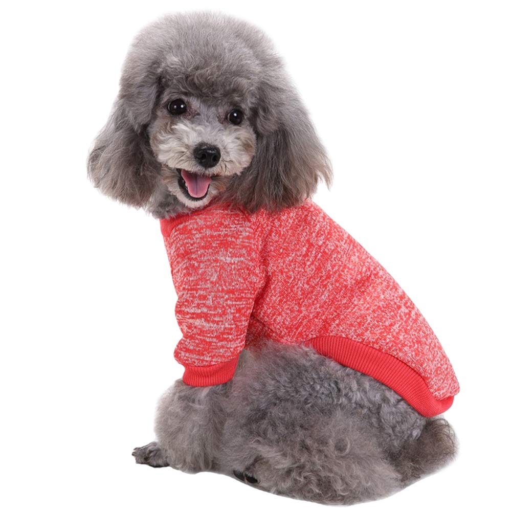 Pet Dog Classic Knitwear Sweater Warm Winter Puppy Pet Coat Soft Sweater Clothing for Small Dogs (S, Red)