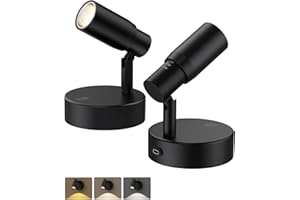 PESUTEN Spot Lights Indoor, Rechargeable Picture Light with Remote, Dimmable CCT Spotlight for Wall Art, 6000mAh Battery Uplights Indoor with Timer for Plant Artwork Painting Sofa Corner Black