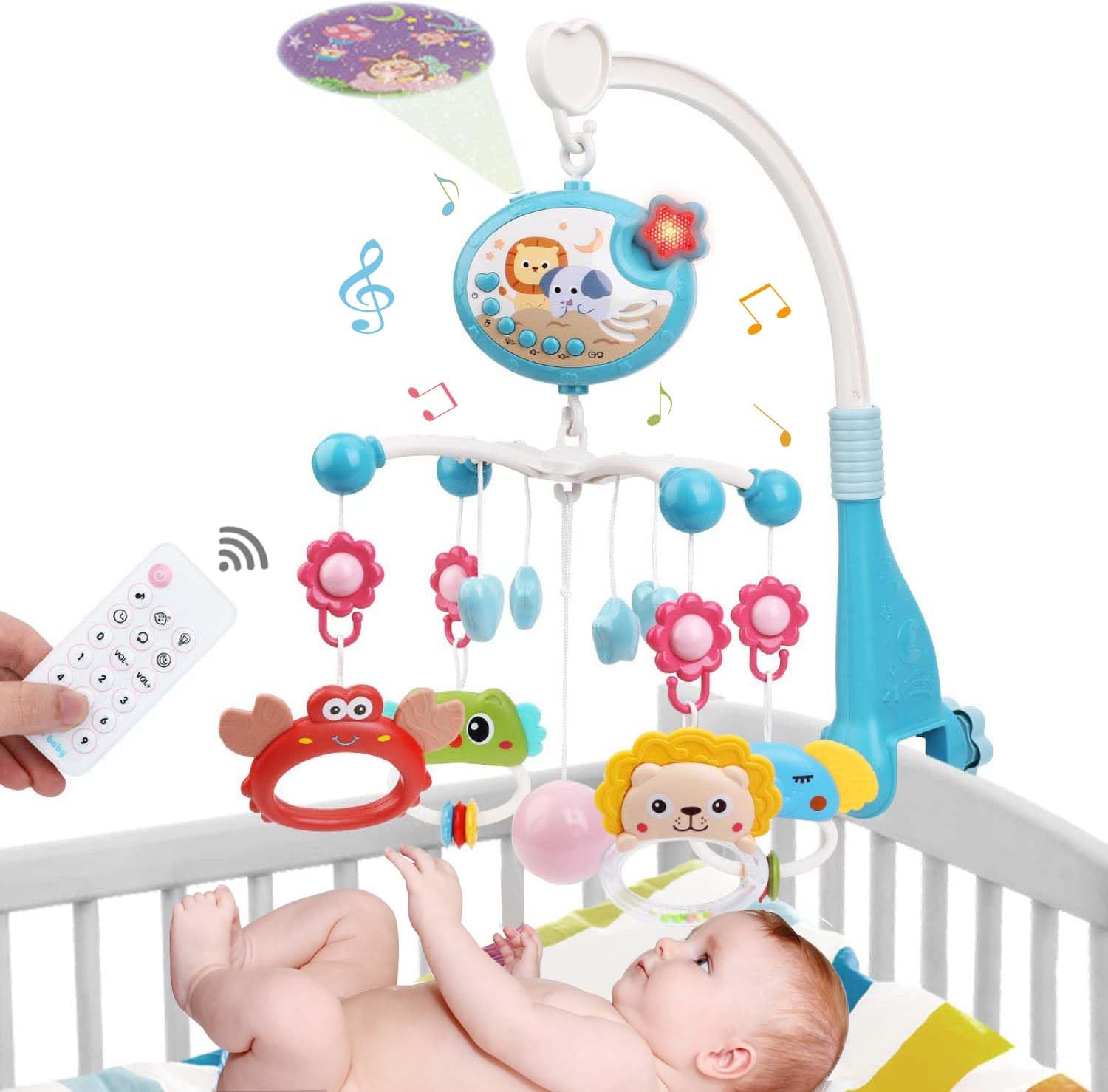 Photo 1 of *NONFUNCTIONAL** Baby Crib Mobile with Music and Light, Crib Toy with Remote Control ? Timming Function, Projector Rotating Hanging Rattles Toys Baby Mobile Gift Toy for 0-24 Moths Boys and Girls