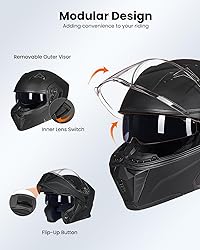ILM Motorcycle Modular Full Face Helmet Flip up