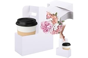 ABuff 40 Pack Cardboard Drink Carrier 2 Cup Drink Carrier with Handle, Disposable Paperboard Coffee Cup Holder, Take Out Cup 