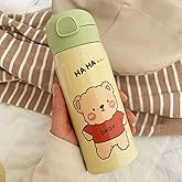 Stainless Steel Water Bottle with Straw, Insulated Water Bottles,Cute Water Bottle,Stainless for Sports, Travel, Leak-Proof,BPA Free, Keeps Drinks Hot and Cold,12 OZ (Green)