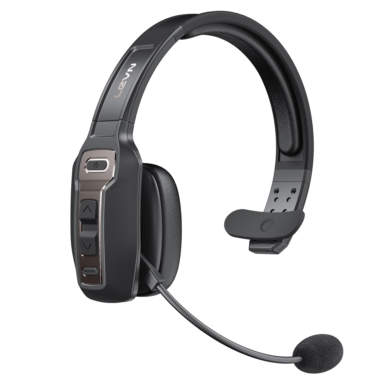 LEVN Bluetooth Headset with Microphone, Trucker Bluetooth Headset with AI Noise Cancelling & Mute Button, Wireless On-Ear Headphones 60 Hrs Working Time, for Trucker Home Office Remote Work Zoom Gray