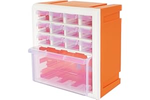 AERKAA Hardware Organizer With 13 Drawers, Orange
