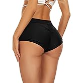Annbon Ruched Scrunch Butt Bikini Bottoms Mid Rise boy Short Swim Bottoms Bathing Suit Bottoms for Women Full Coverage