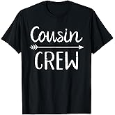 Black Cousin Crew T-Shirt: Classic Fit, Crew Neck, Short Sleeve, Letter Print - Adult Polyester/Cotton