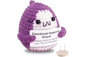 AicooFest Positive Crochet Animals Emotional Support Shark Decor Gifts Homemade Funny Emotional Support Plush Knitted Doll with Positive Card for Women Men Graduation Gifts