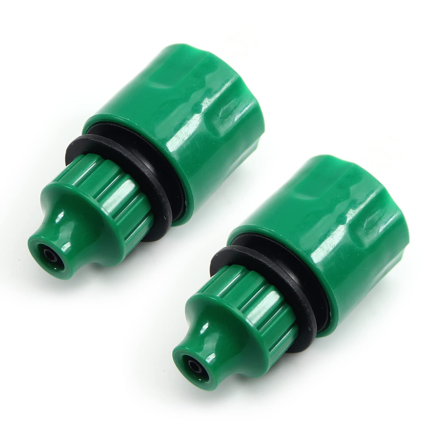 MroMax 2Pcs Green Plastic Quick Connect Hose Connector, 4/7mm, Garden Irrigation System
