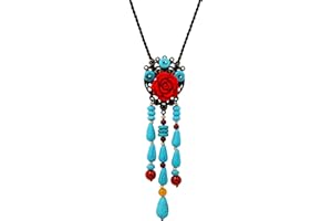 MINACHI Bohemian Flower Colorful Ceramic Beads Necklace, Tricolor Beaded Jewelry, Gifts for Women