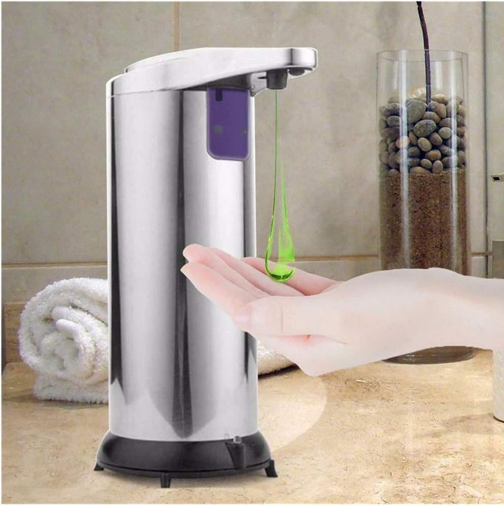 Hilyo Automatic Foaming Soap Dispenser, Touchless Foaming Soap Dispenser LED Hand Free Countertop Soap Dispensers Stainless Steel Smart Sensor Liquid Soap Cleaner Dispenser, 400ml
