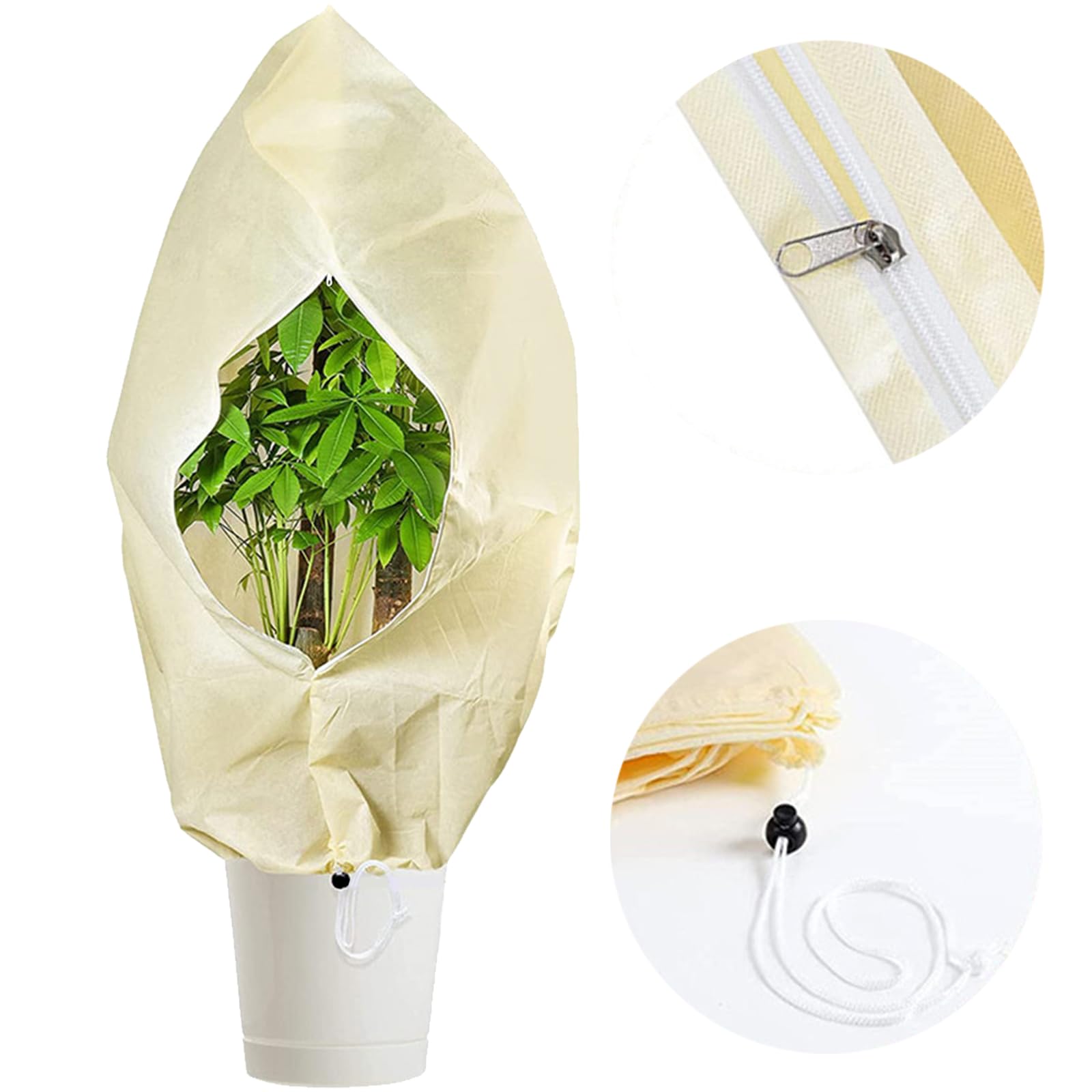 BDSHUNBF Plant Fleece Frost Protection Jackets, 180x120CM Winter Plant Frost Protection Covers, Garden Fleece Frost Protection for Plants with Zipper Drawstring, Frost Protection for Outdoor Plants