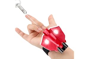 WEB LAUNCHER STRING SHOOTERS Spider Web Shooters Real Silk Launcher Wrist with Magnetic Sensor Light - Can Grab Objects, Realistic Cool Gadgets Stuff Fun Superhero Role-Play String Toys for Kids Boys Men Birthday Gifts (Red)