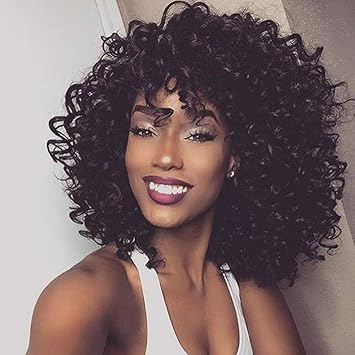 Amazon Com Short African American Wigs Curly Black Afro Wig With