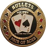 Pair Of Aces / Bullets Poker Card Guard Cover Protector Marker Button Holder. Hand Painted