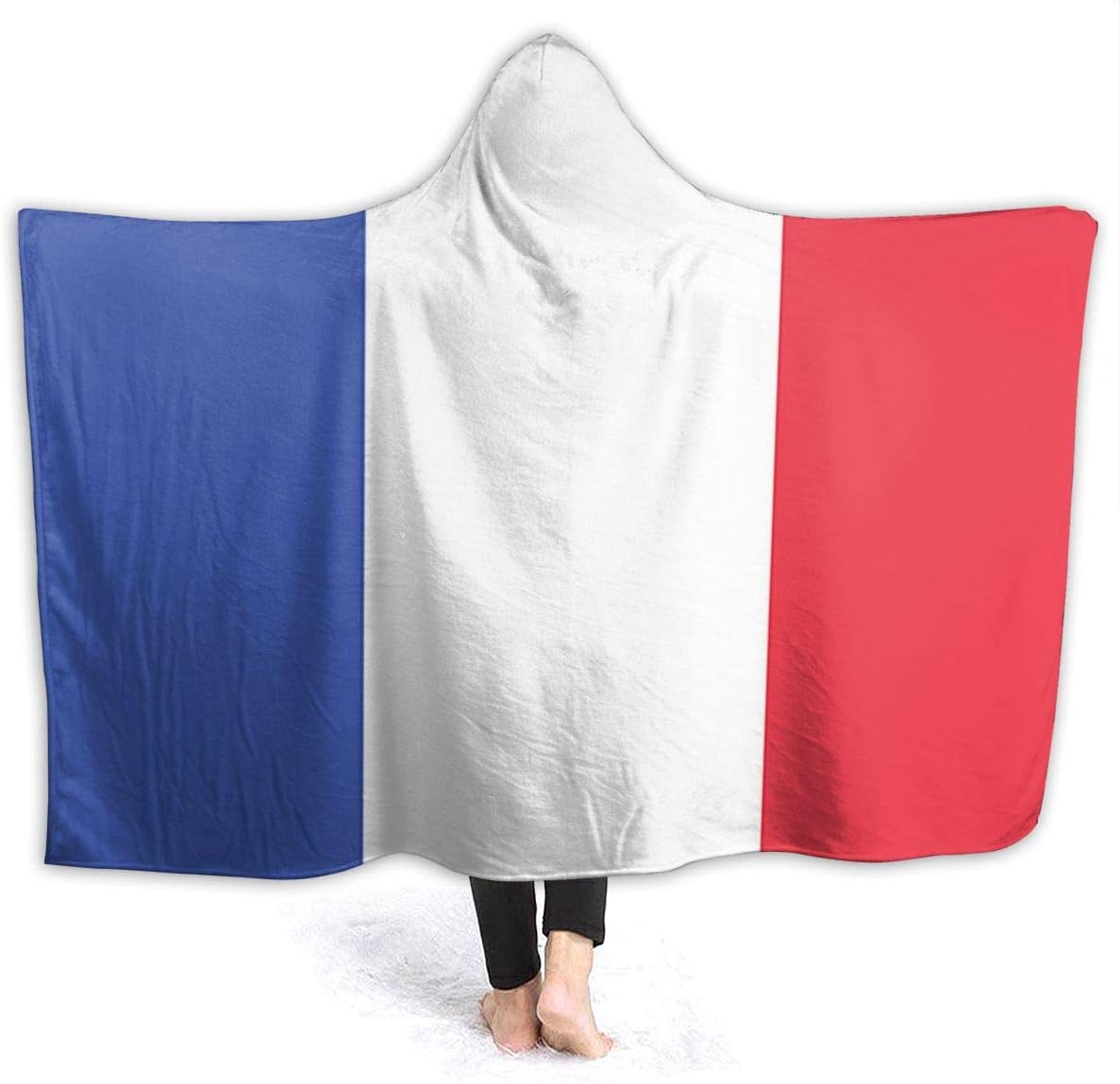 The Flag of French Blanket Mens Hooded Blanket Sherpa