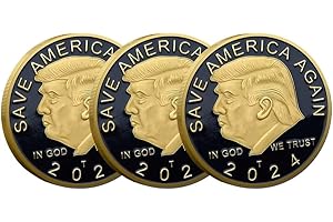 YIQILAFADA 3pc President Donald Trump Coin, Trump 2024 Coin Save America Again Challenge Coin