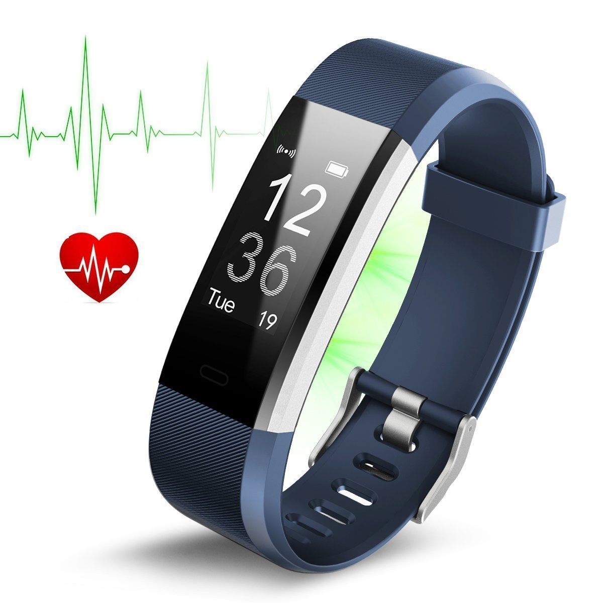 EFOSHM Fitness Tracker Bracelet Connecté Intelligent de sport avec podomètre des Activités Moniteur de Fréquence Cardiaque, Moniteur de Calorie, Montre Intelligent Imperméable Ip67 Bluetooth, Compatible avec iPhone Téléphones Mobiles Androi