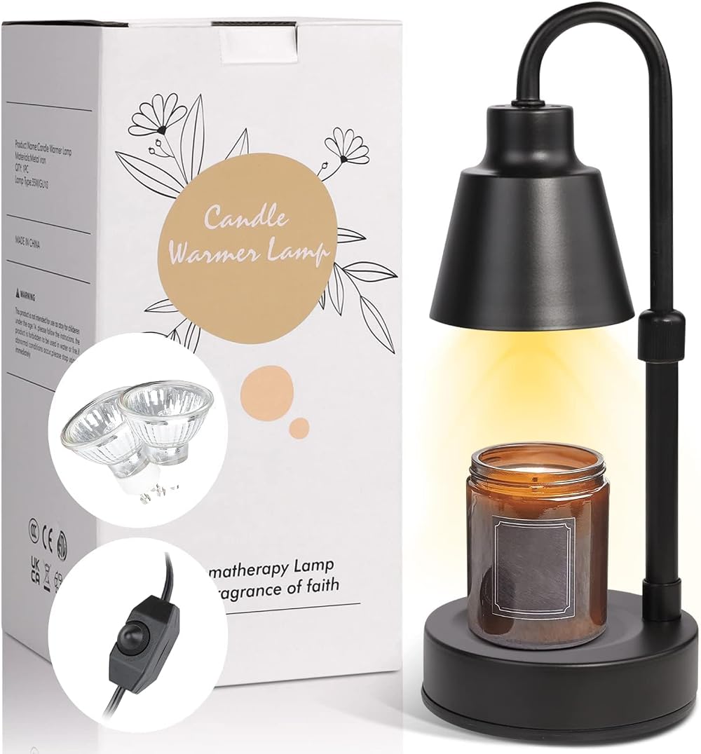 DesignBox Candle Warmer Lamp Extendable Electric Wax Melter Black