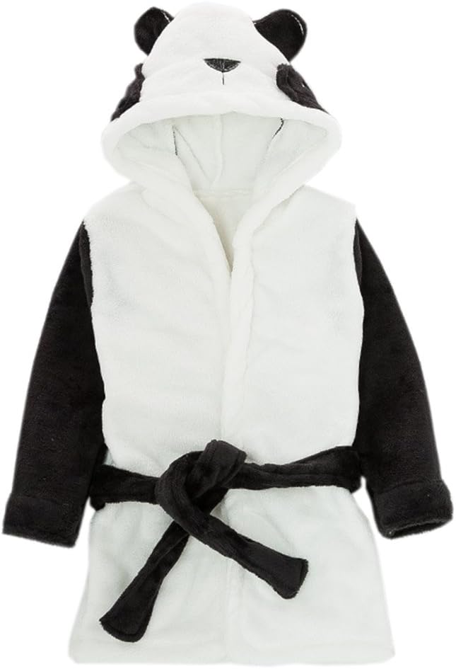 TAIYCYXGAN Little Girl's Hooded Coral Fleece Bathrobe Unisex Kids Robe Pajamas Sleepwear