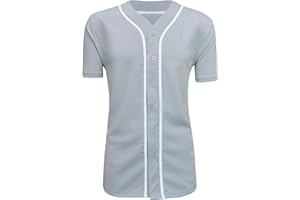ILTEX Adult & Kids Baseball Jersey Plain Button Down T-Shirt Blank Team Sports Uniforms
