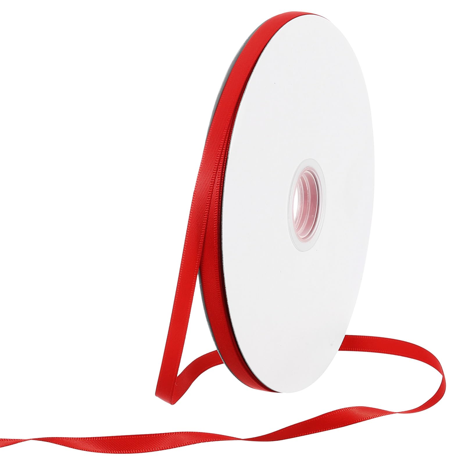 Rebower 6mm Satin Ribbon 91m Thick Double Face Grosgrain Silk Ribbon, [for Gift Wrapping, Hair Bows, Wedding, Cake, Flower] - 100 Yard/300ft/ Bright Red