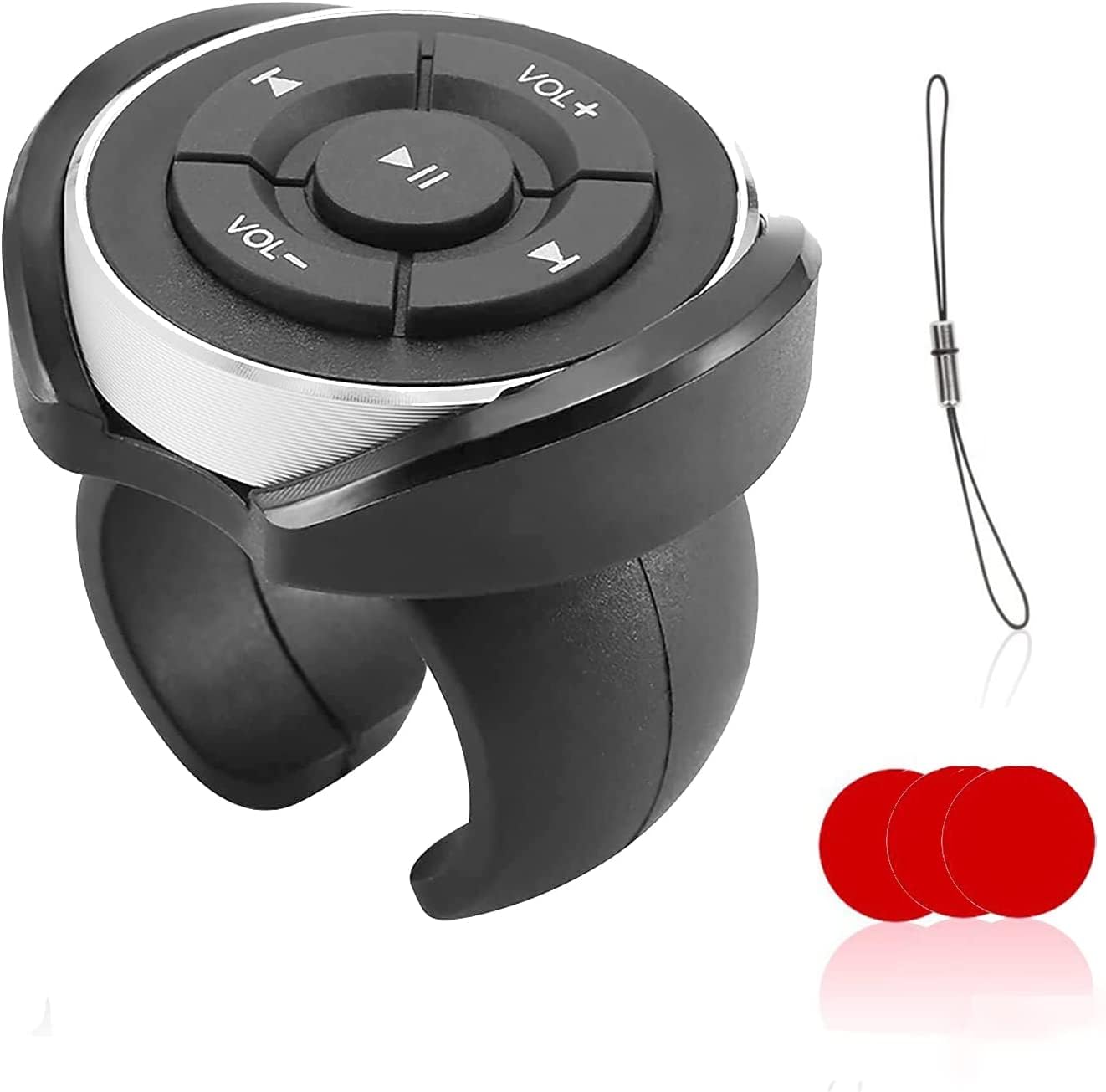 Haokaini Car Bluetooth Media Button Steering Wheel Wireless Audio Music Remote Control Mount Handlebar Car Motorcycle Steering Wheel Music Play Remote Control