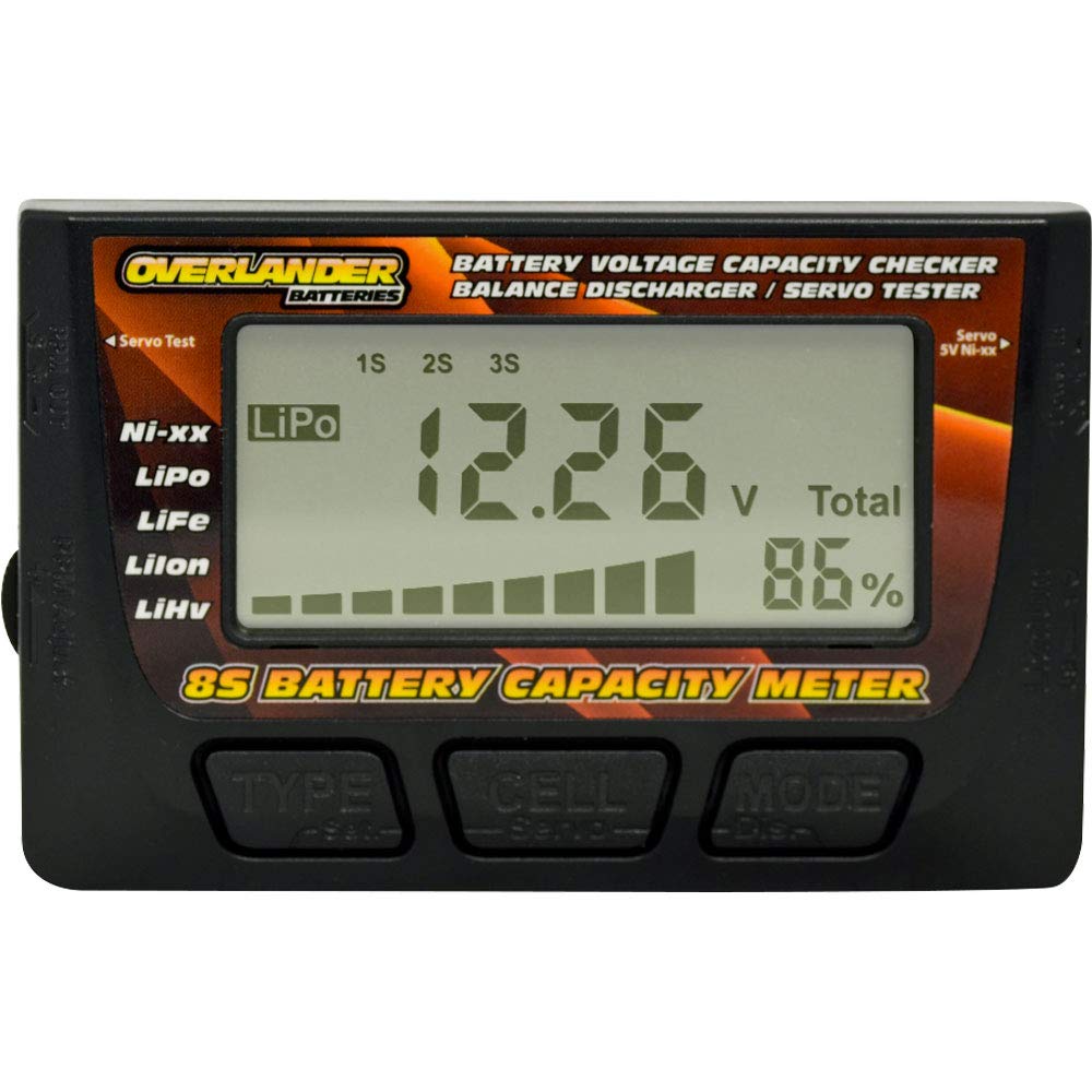 Overlander 8S LiPo Battery Capacity Meter Voltage Checker, Balance Discharger And Servo Tester