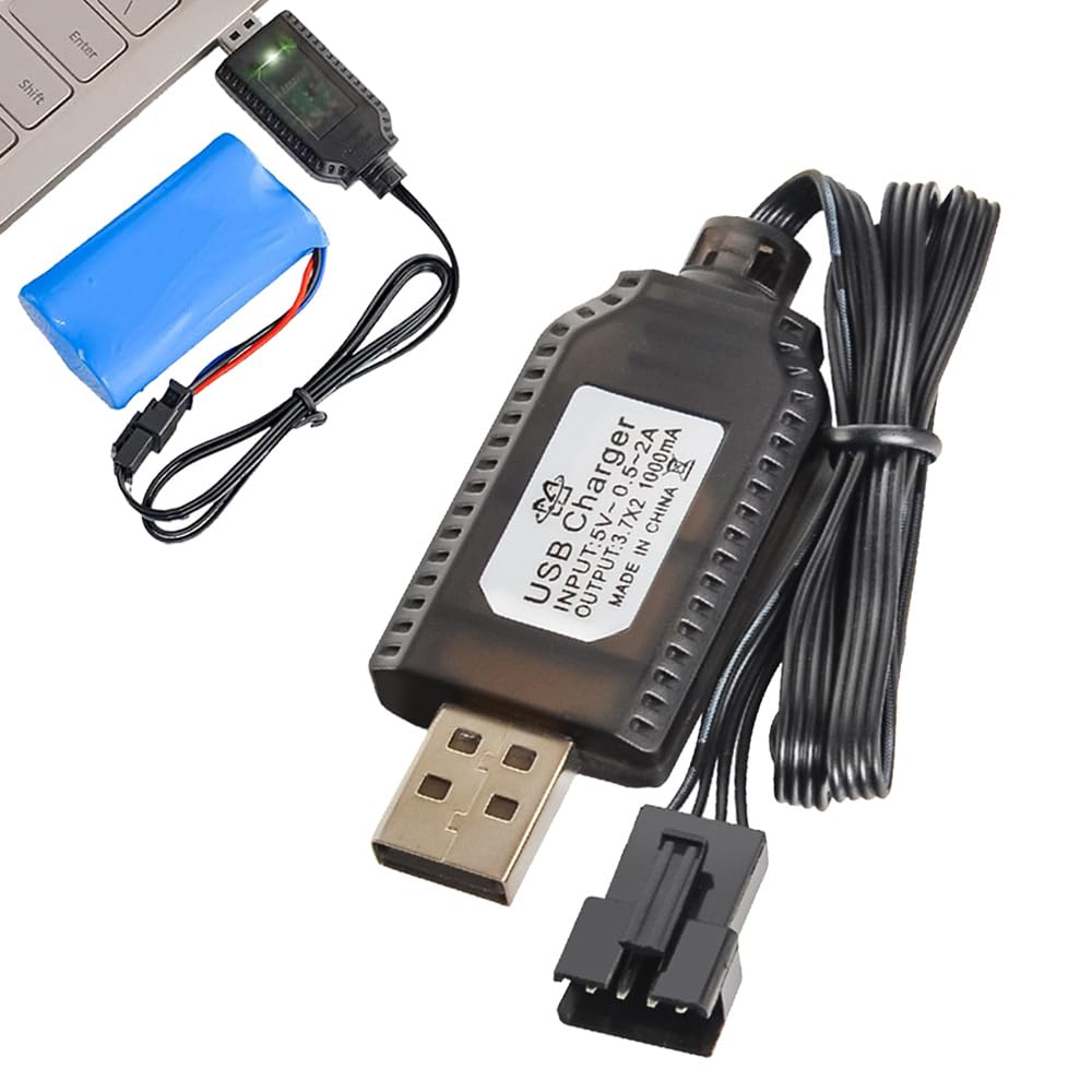 7.4V USB Charger Cable Universal Lipo Chargers Durable RC Battery Charger with SM-4 Pin Plug Connector for Remote Control Toys Rechargeable Batteries with Battery Protection